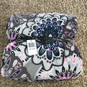 Vera Bradley Gray and Purple Floral Throw